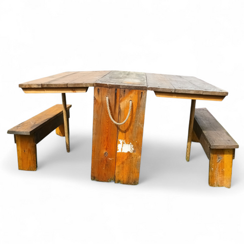Folding tables with benches